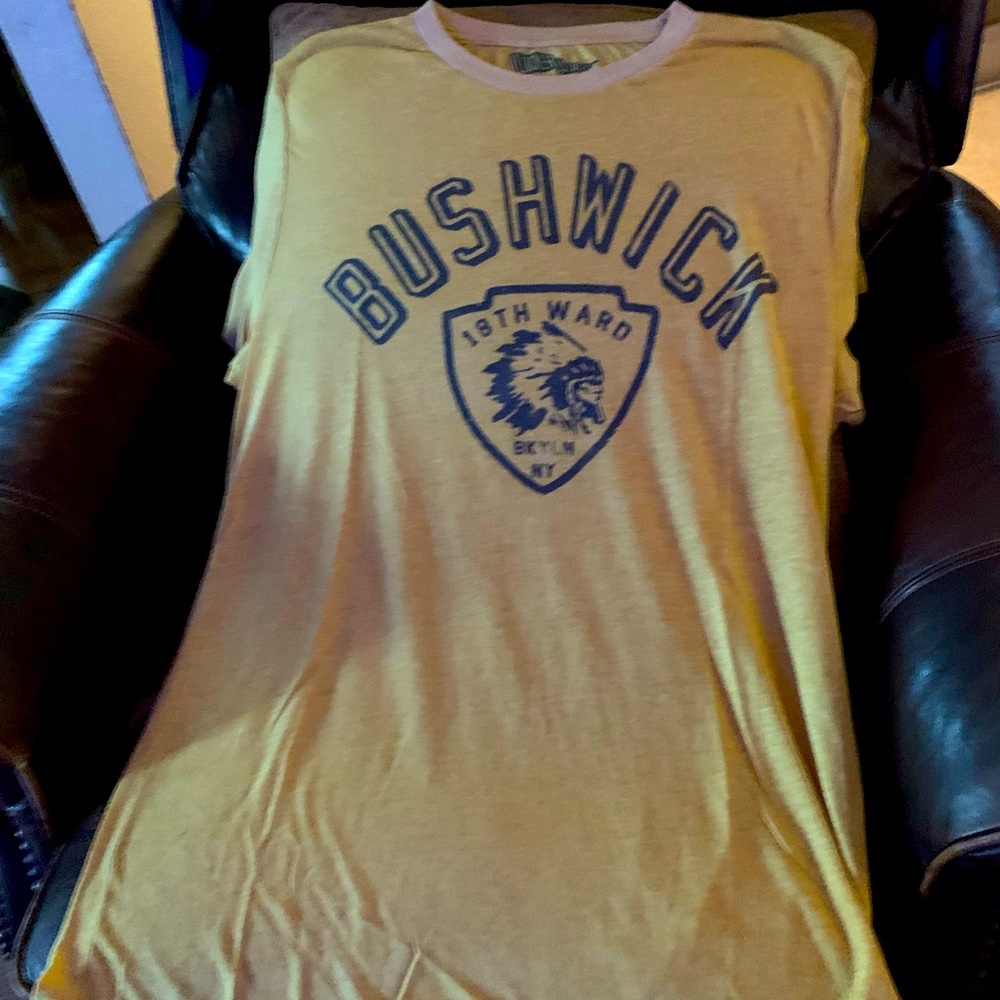 Gold and Navy sports tee. Summer-Thin cotton  tee. Bold screen print letters